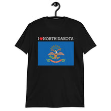 Load image into Gallery viewer, I LOVE NORTH DAKOTA STATE FLAG Short-Sleeve Unisex T-Shirt