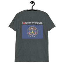 Load image into Gallery viewer, I LOVE WEST VIRGINIA STATE FLAG Short-Sleeve Unisex T-Shirt