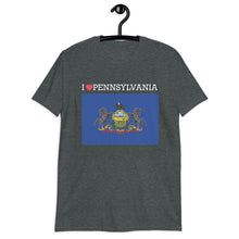 Load image into Gallery viewer, I LOVE Pennsylvania STATE FLAG Short-Sleeve Unisex T-Shirt