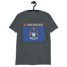 Load image into Gallery viewer, I LOVE MICHIGAN STATE FLAG Short-Sleeve Unisex T-Shirt