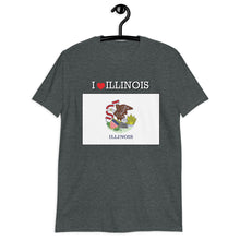 Load image into Gallery viewer, I LOVE ILLINOIS STATE FLAG Short-Sleeve Unisex T-Shirt