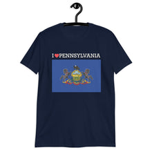 Load image into Gallery viewer, I LOVE Pennsylvania STATE FLAG Short-Sleeve Unisex T-Shirt