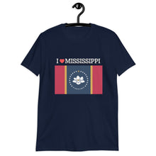 Load image into Gallery viewer, I LOVE Mississippi STATE FLAG Short-Sleeve Unisex T-Shirt