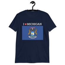 Load image into Gallery viewer, I LOVE MICHIGAN STATE FLAG Short-Sleeve Unisex T-Shirt