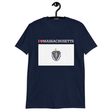 Load image into Gallery viewer, I LOVE Massachusetts STATE FLAG Short-Sleeve Unisex T-Shirt