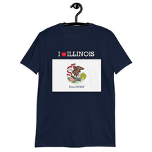 Load image into Gallery viewer, I LOVE ILLINOIS STATE FLAG Short-Sleeve Unisex T-Shirt