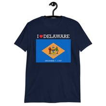 Load image into Gallery viewer, I LOVE DELAWARE STATE FLAG Short-Sleeve Unisex T-Shirt