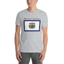 Load image into Gallery viewer, I LOVE WEST VIRGINIA STATE FLAG Short-Sleeve Unisex T-Shirt