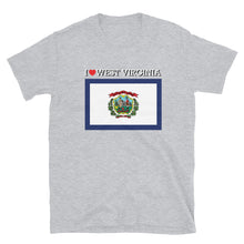 Load image into Gallery viewer, I LOVE WEST VIRGINIA STATE FLAG Short-Sleeve Unisex T-Shirt