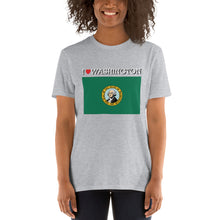 Load image into Gallery viewer, I LOVE Washington STATE FLAG Short-Sleeve Unisex T-Shirt