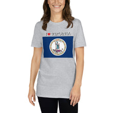 Load image into Gallery viewer, I LOVE VIRGINIA STATE FLAG Short-Sleeve Unisex T-Shirt