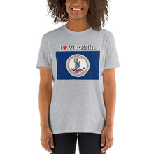 Load image into Gallery viewer, I LOVE VIRGINIA STATE FLAG Short-Sleeve Unisex T-Shirt