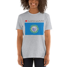 Load image into Gallery viewer, I LOVE SOUTH DAKOTA STATE FLAG Short-Sleeve Unisex T-Shirt