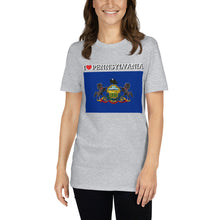Load image into Gallery viewer, I LOVE Pennsylvania STATE FLAG Short-Sleeve Unisex T-Shirt
