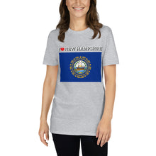 Load image into Gallery viewer, I LOVE New Hampshire STATE FLAG Short-Sleeve Unisex T-Shirt