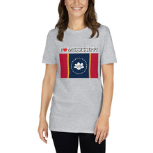 Load image into Gallery viewer, I LOVE Mississippi STATE FLAG Short-Sleeve Unisex T-Shirt