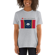 Load image into Gallery viewer, I LOVE Mississippi STATE FLAG Short-Sleeve Unisex T-Shirt
