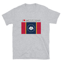 Load image into Gallery viewer, I LOVE Mississippi STATE FLAG Short-Sleeve Unisex T-Shirt
