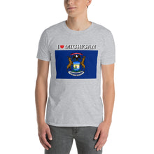 Load image into Gallery viewer, I LOVE MICHIGAN STATE FLAG Short-Sleeve Unisex T-Shirt