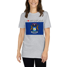 Load image into Gallery viewer, I LOVE MICHIGAN STATE FLAG Short-Sleeve Unisex T-Shirt