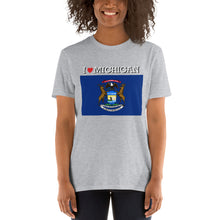 Load image into Gallery viewer, I LOVE MICHIGAN STATE FLAG Short-Sleeve Unisex T-Shirt