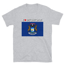 Load image into Gallery viewer, I LOVE MICHIGAN STATE FLAG Short-Sleeve Unisex T-Shirt