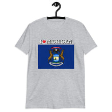 Load image into Gallery viewer, I LOVE MICHIGAN STATE FLAG Short-Sleeve Unisex T-Shirt