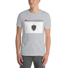 Load image into Gallery viewer, I LOVE Massachusetts STATE FLAG Short-Sleeve Unisex T-Shirt