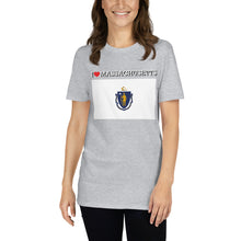 Load image into Gallery viewer, I LOVE Massachusetts STATE FLAG Short-Sleeve Unisex T-Shirt