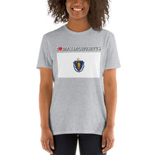 Load image into Gallery viewer, I LOVE Massachusetts STATE FLAG Short-Sleeve Unisex T-Shirt