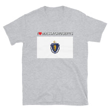 Load image into Gallery viewer, I LOVE Massachusetts STATE FLAG Short-Sleeve Unisex T-Shirt