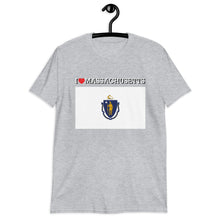Load image into Gallery viewer, I LOVE Massachusetts STATE FLAG Short-Sleeve Unisex T-Shirt