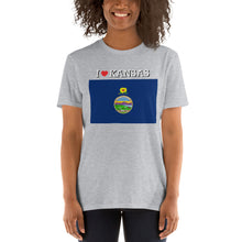 Load image into Gallery viewer, I LOVE KANSAS STATE FLAG Short-Sleeve Unisex T-Shirt