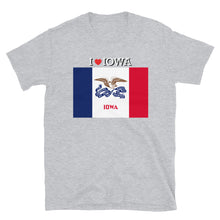 Load image into Gallery viewer, I LOVE IOWA STATE FLAG Short-Sleeve Unisex T-Shirt