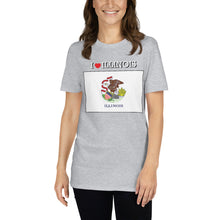 Load image into Gallery viewer, I LOVE ILLINOIS STATE FLAG Short-Sleeve Unisex T-Shirt