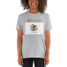 Load image into Gallery viewer, I LOVE ILLINOIS STATE FLAG Short-Sleeve Unisex T-Shirt