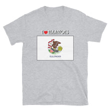 Load image into Gallery viewer, I LOVE ILLINOIS STATE FLAG Short-Sleeve Unisex T-Shirt