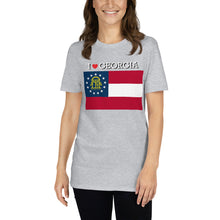 Load image into Gallery viewer, I LOVE GEORGIA STATE FLAG Short-Sleeve Unisex T-Shirt