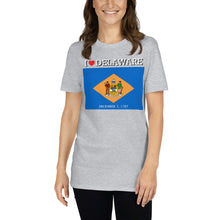 Load image into Gallery viewer, I LOVE DELAWARE STATE FLAG Short-Sleeve Unisex T-Shirt