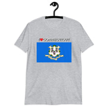 Load image into Gallery viewer, I LOVE Connecticut STATE FLAG Short-Sleeve Unisex T-Shirt