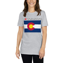 Load image into Gallery viewer, I LOVE COLORADO STATE FLAG Short-Sleeve Unisex T-Shirt