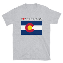 Load image into Gallery viewer, I LOVE COLORADO STATE FLAG Short-Sleeve Unisex T-Shirt