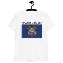 Load image into Gallery viewer, I LOVE WEST VIRGINIA STATE FLAG Short-Sleeve Unisex T-Shirt