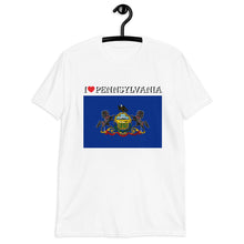 Load image into Gallery viewer, I LOVE Pennsylvania STATE FLAG Short-Sleeve Unisex T-Shirt