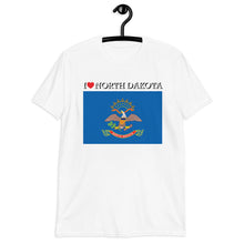 Load image into Gallery viewer, I LOVE NORTH DAKOTA STATE FLAG Short-Sleeve Unisex T-Shirt