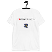 Load image into Gallery viewer, I LOVE Massachusetts STATE FLAG Short-Sleeve Unisex T-Shirt