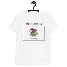 Load image into Gallery viewer, I LOVE ILLINOIS STATE FLAG Short-Sleeve Unisex T-Shirt
