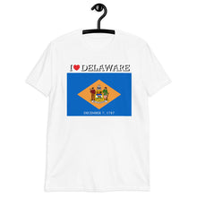 Load image into Gallery viewer, I LOVE DELAWARE STATE FLAG Short-Sleeve Unisex T-Shirt