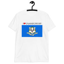 Load image into Gallery viewer, I LOVE Connecticut STATE FLAG Short-Sleeve Unisex T-Shirt