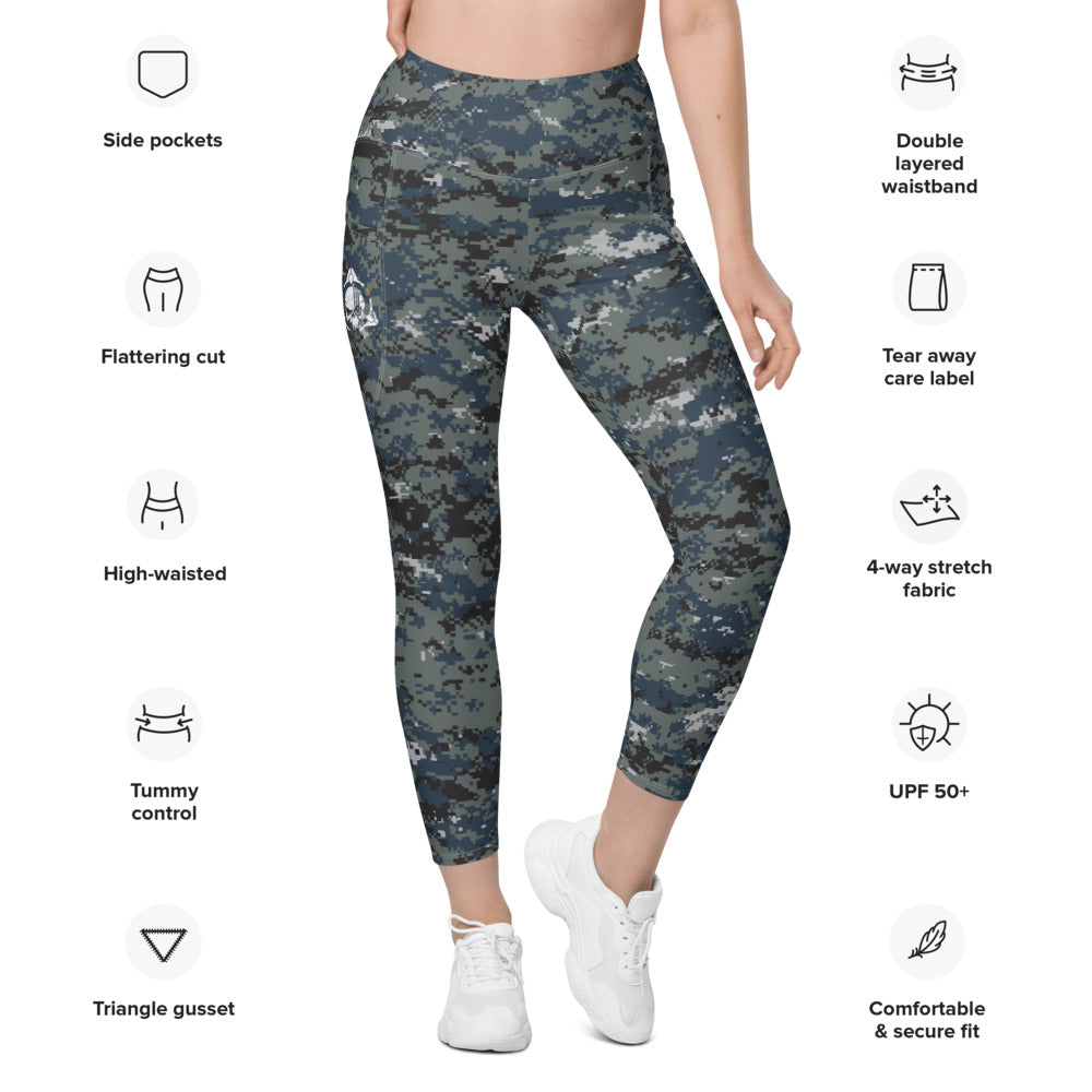 TACTICAL NAVY CAMO | Leggings with pockets